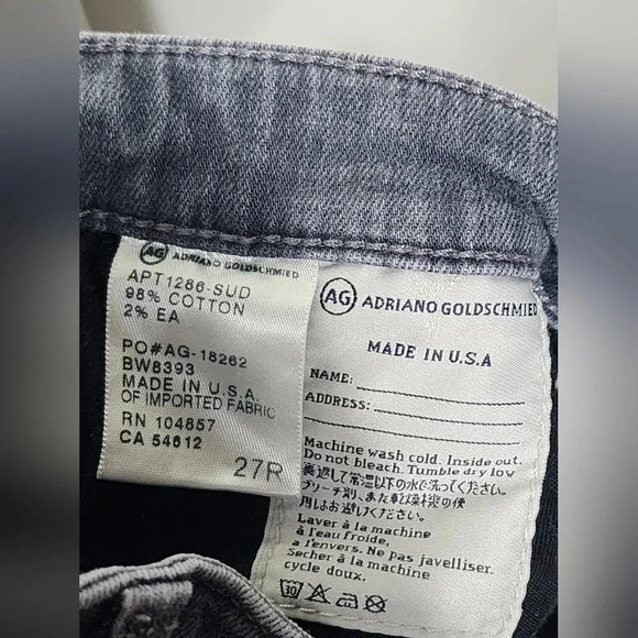 AG Women's Adriano Goldschmied The Stevie Slim Straight Grey Gray Jeans Sz 27R - Picture 8 of 11